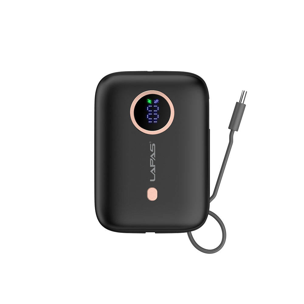 Lapas LP-PW001 Digital LED Display Type-C Cable Portable Power Bank 10,000mAh White