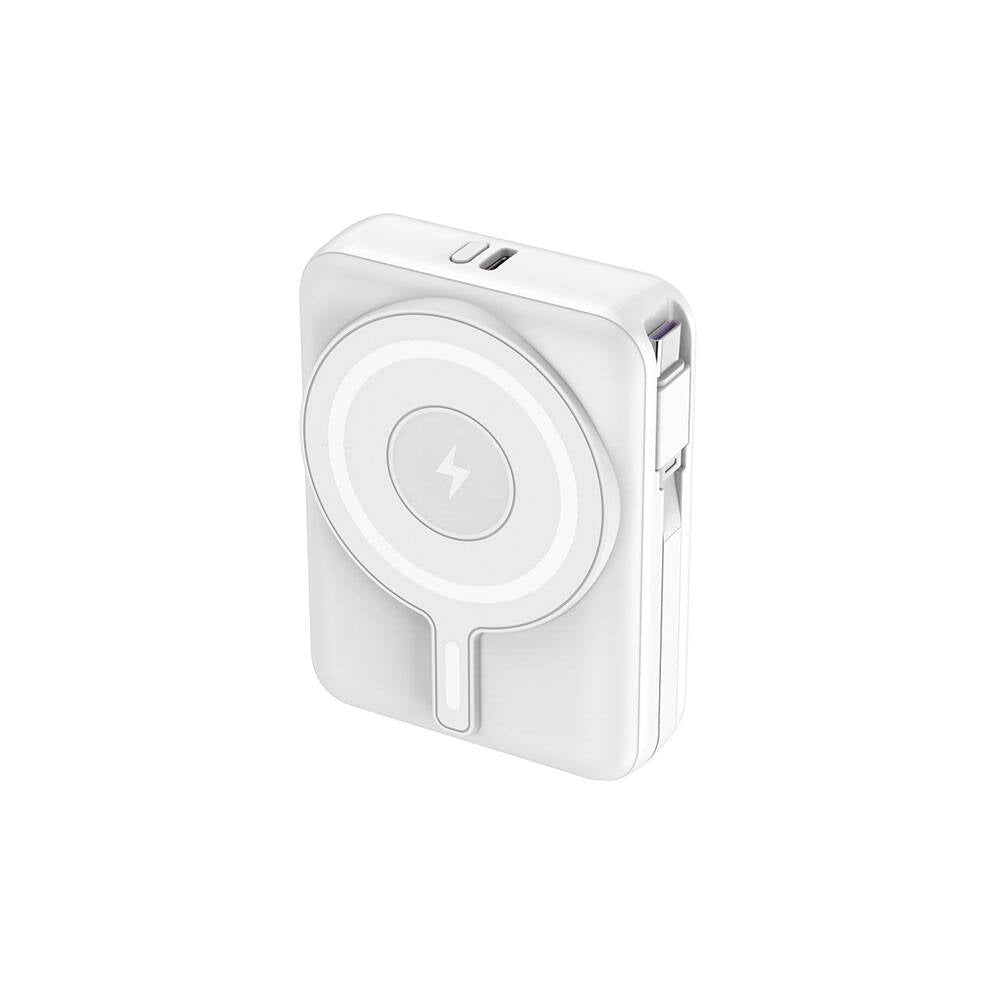 Lapas LP-PW002 Digital LED Display Type-C & Lightning Wireless Portable Power Bank 10,000mAh White