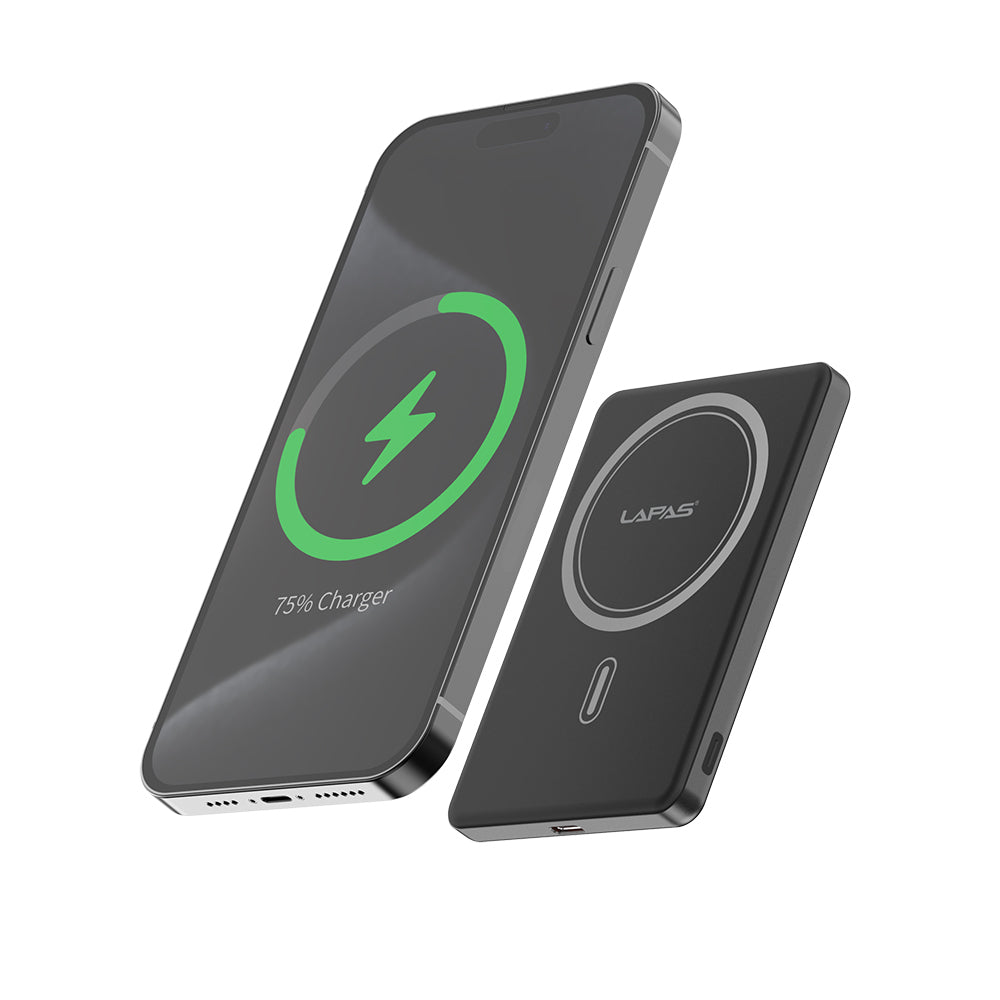 Lapas LP-PW003 Ultra İnce Hızlı Şarj Özellikli Wireless Powerbank 5000mAh 15W Gri