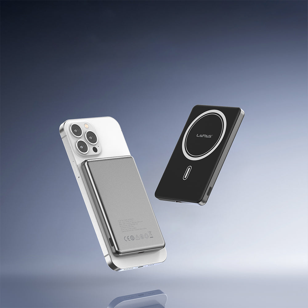 Lapas LP-PW003 Ultra İnce Hızlı Şarj Özellikli Wireless Powerbank 5000mAh 15W Gri