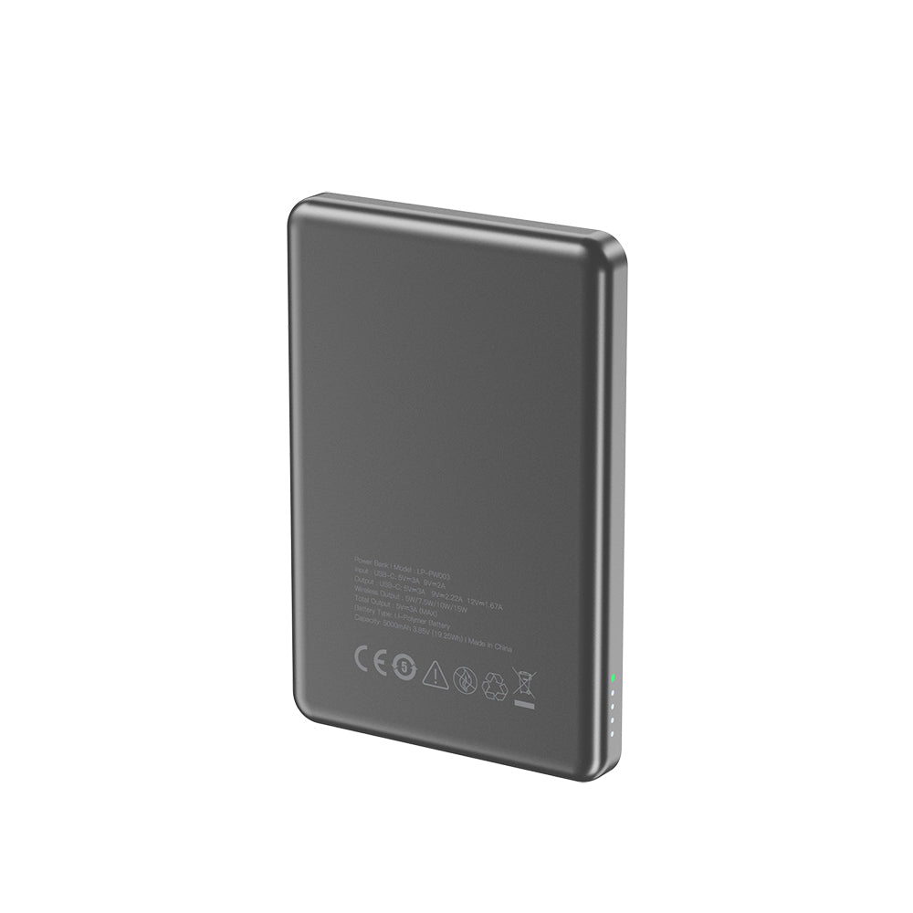 Lapas LP-PW003 Ultra Slim Fast Charging Wireless Powerbank 5000mAh 15W Gray