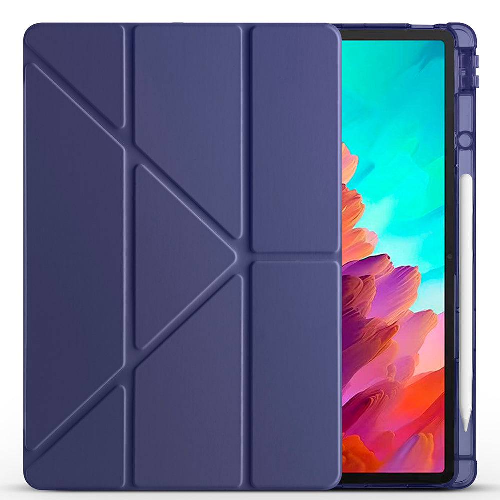 Lenovo Idea Tab Pro 12.7 TB-373FU Case Zore Tri Folding Stand Case with Pen Compartment Navy Blue