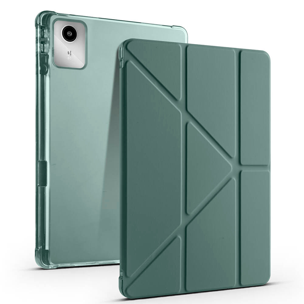 Lenovo M11 TB-330FU Case Zore Tri Folding Stand Case with Pen Compartment Dark Green