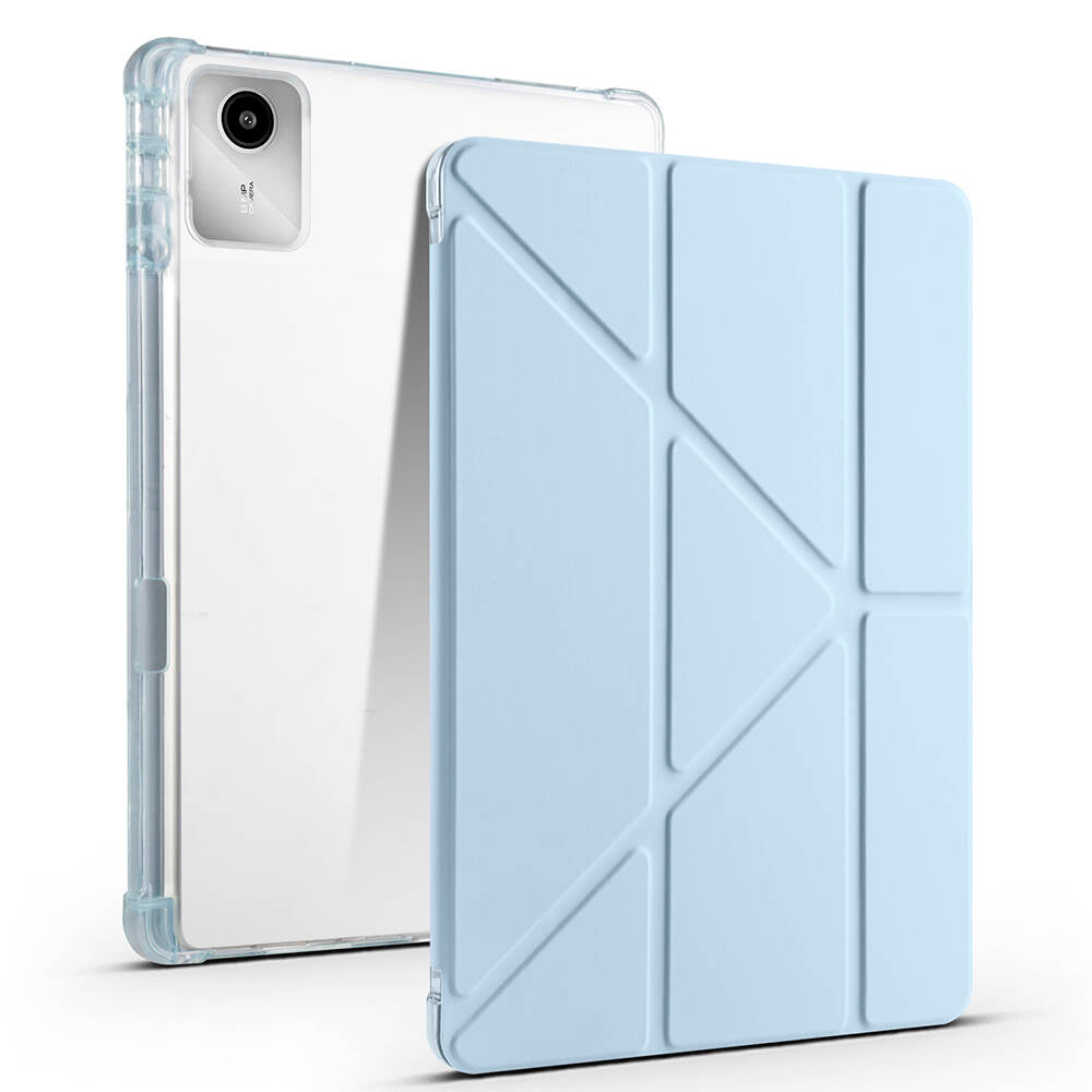 Lenovo M11 TB-330FU Case Zore Tri Folding Stand Case with Pen Compartment Blue