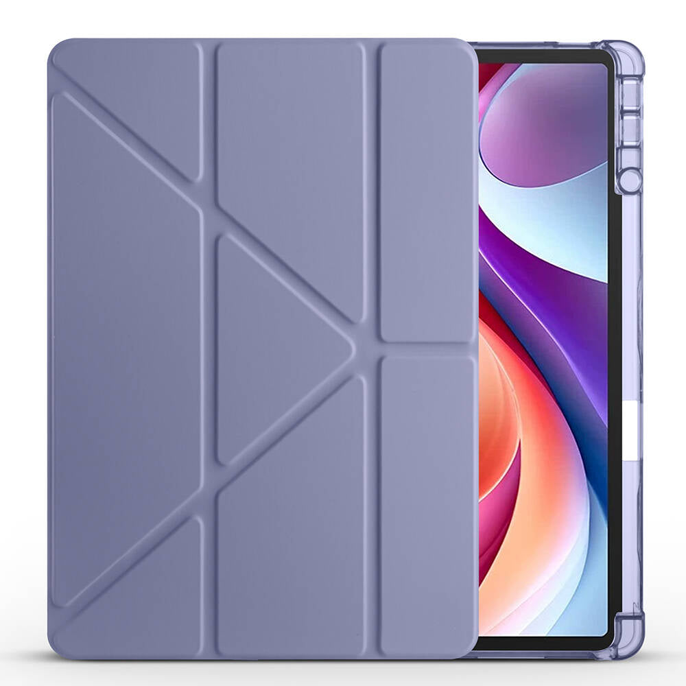 Lenovo M11 TB-330FU Case Zore Tri Folding Stand Case with Pen Compartment Purple