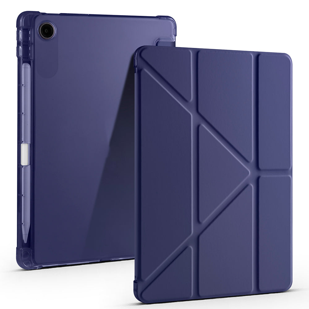 Lenovo Tab TB-311FU Case Zore Tri Folding Stand Case with Pen Compartment Navy Blue