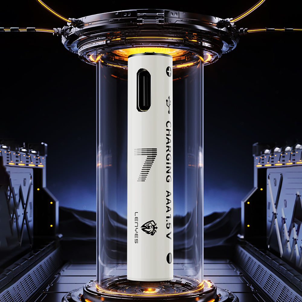 Lenyes AAA107 Type-C Şarj Portlu Şarj Edilebilir AAA Lityum-ion Pil 600mWh 1.5V 2 Adet Beyaz