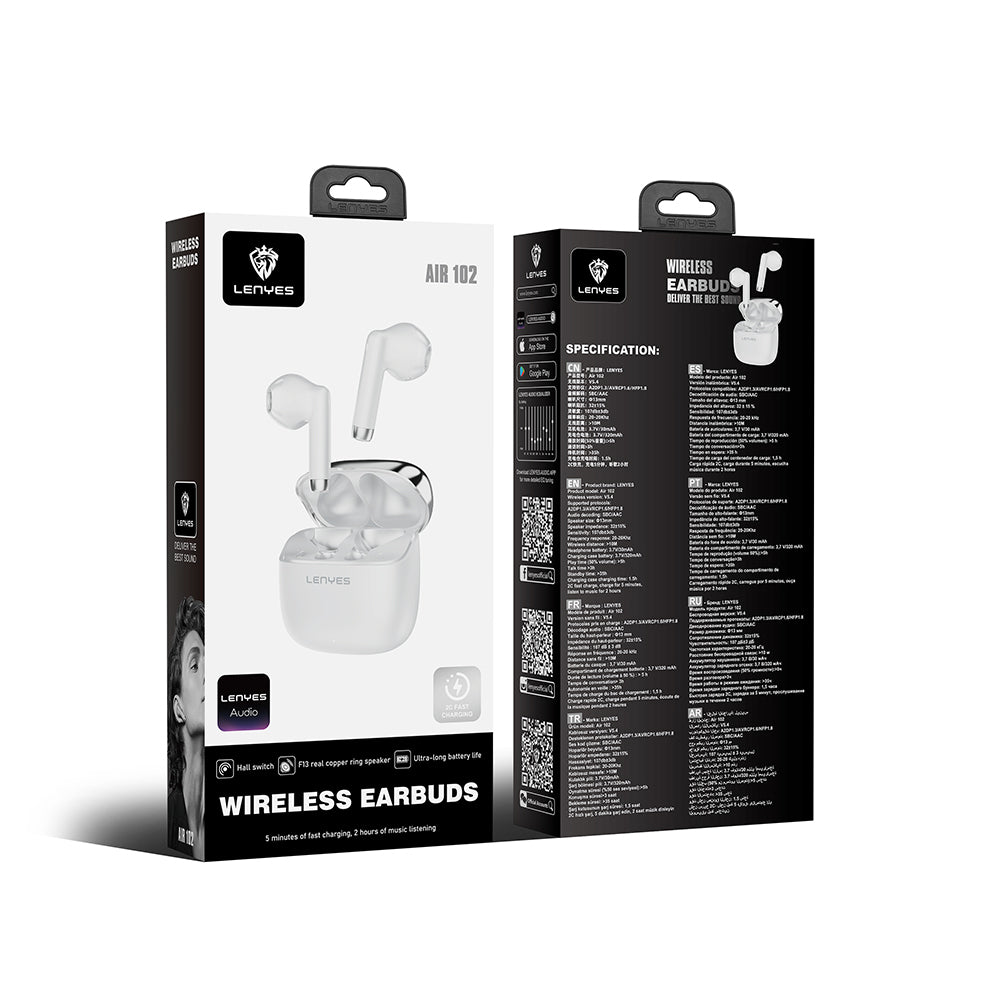Lenyes Air 102 TWS Kulak İçi Bluetooth v5.4 Kulaklık Beyaz