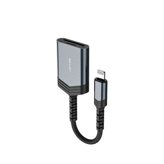 Lenyes AX137 2in1 Lightning to TF/SD Kart Çevirici Dönüştürücü Siyah
