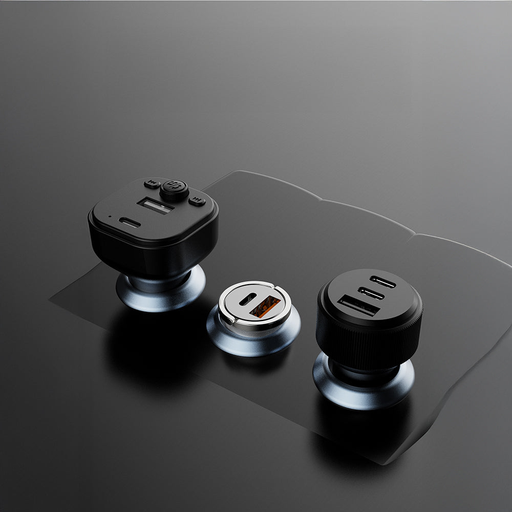 Lenyes CA60 Hızlı Şarj Özellikli Dual Type-C + USB-A Portlu Mini Araç Şarj Aleti PD 45W Gümüş