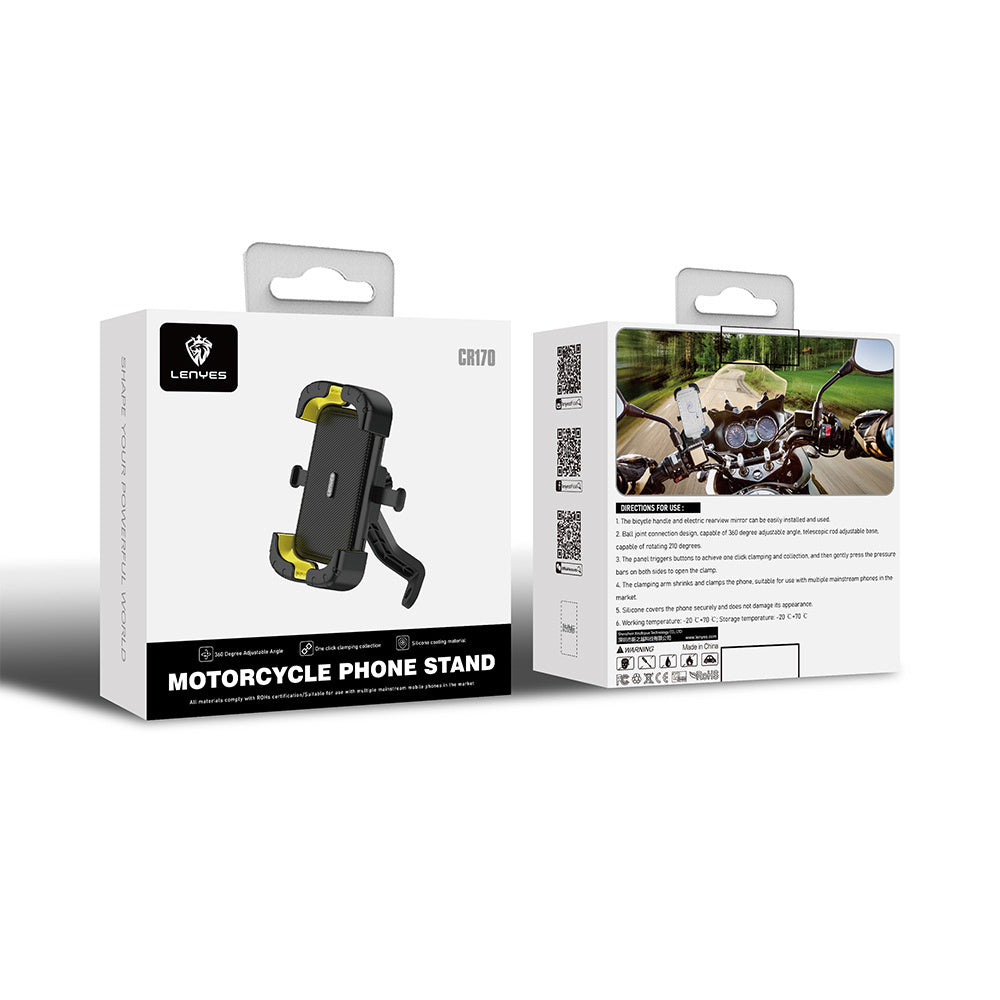 Lenyes CR170 Anti-Shake 360 Degree Adjustable Bicycle and Motorcycle Phone Holder Black
