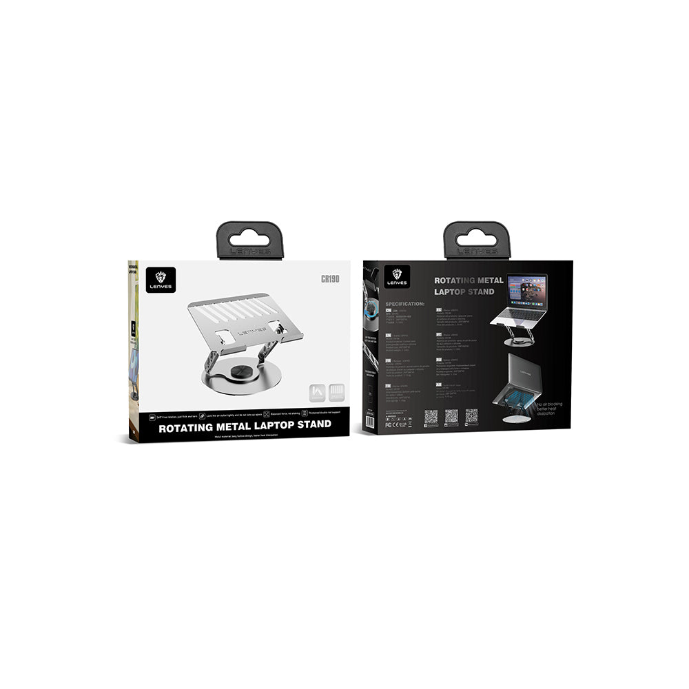 Lenyes CR190 360 Degree Rotating Foldable Laptop Stand Silver