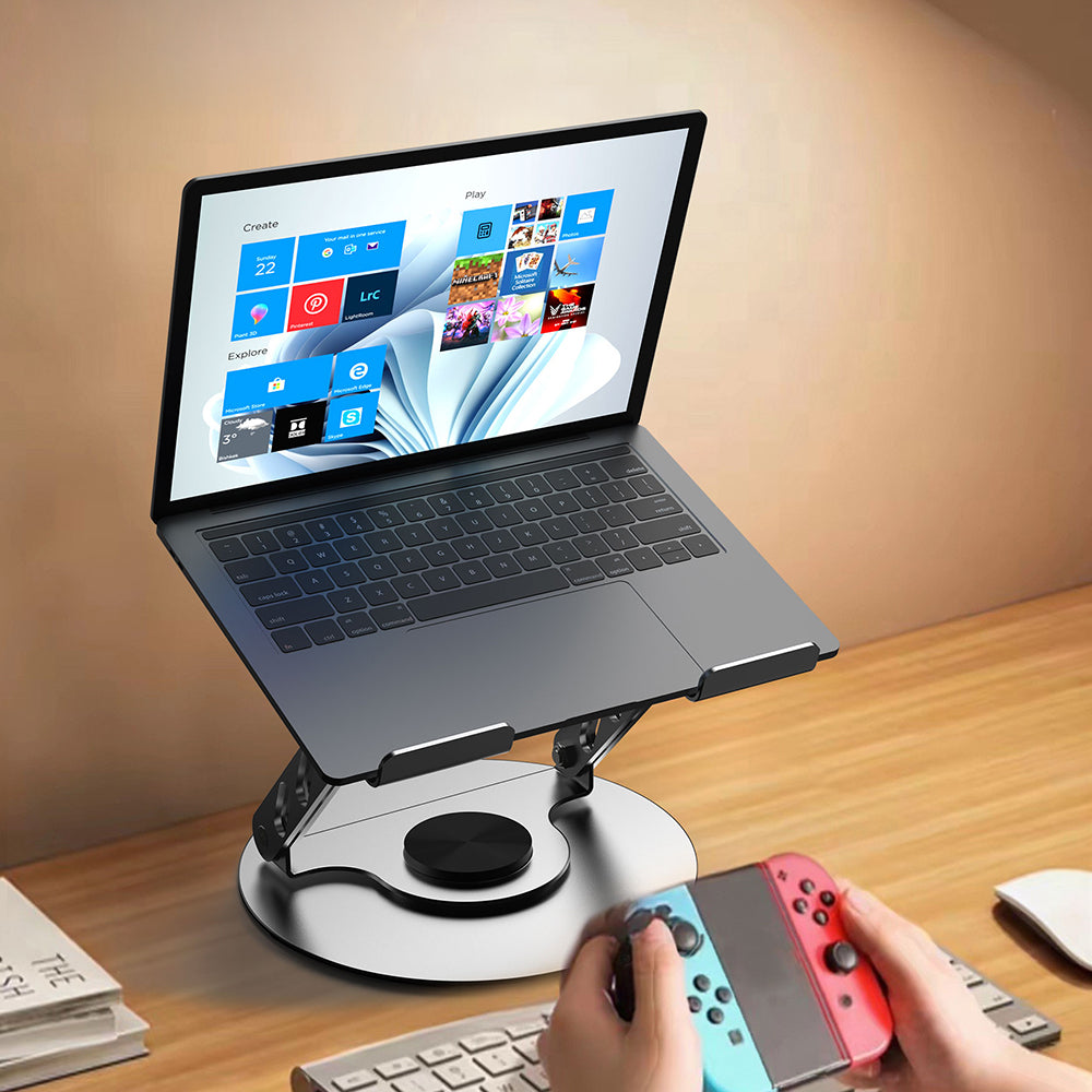 Lenyes CR190 360 Degree Rotating Foldable Laptop Stand Silver