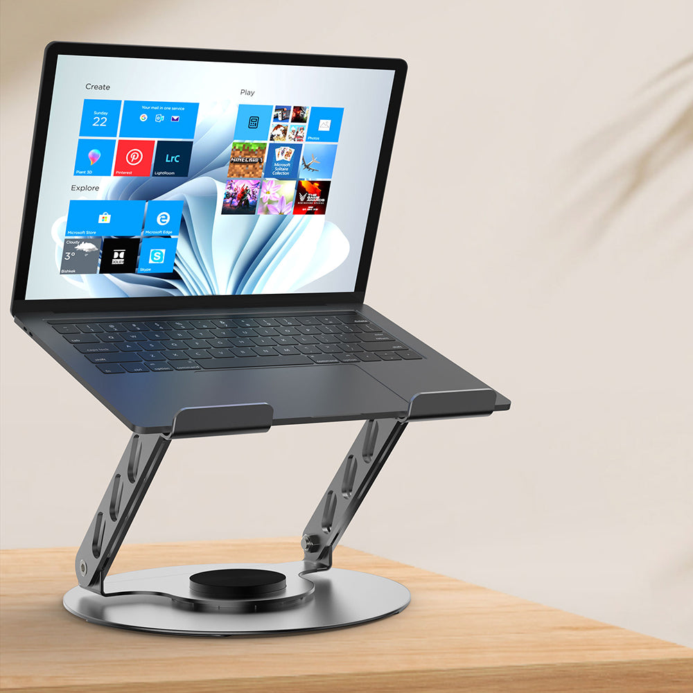 Lenyes CR190 360 Degree Rotating Foldable Laptop Stand Silver