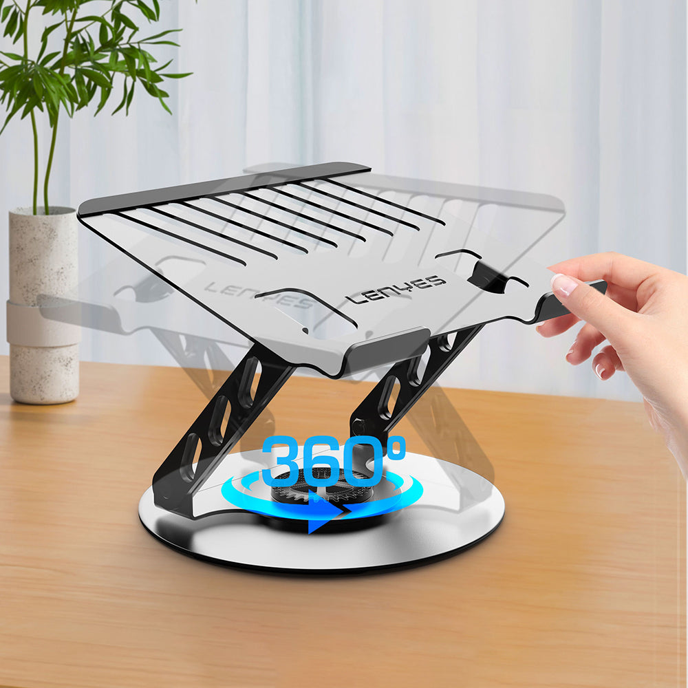Lenyes CR190 360 Degree Rotating Foldable Laptop Stand Silver