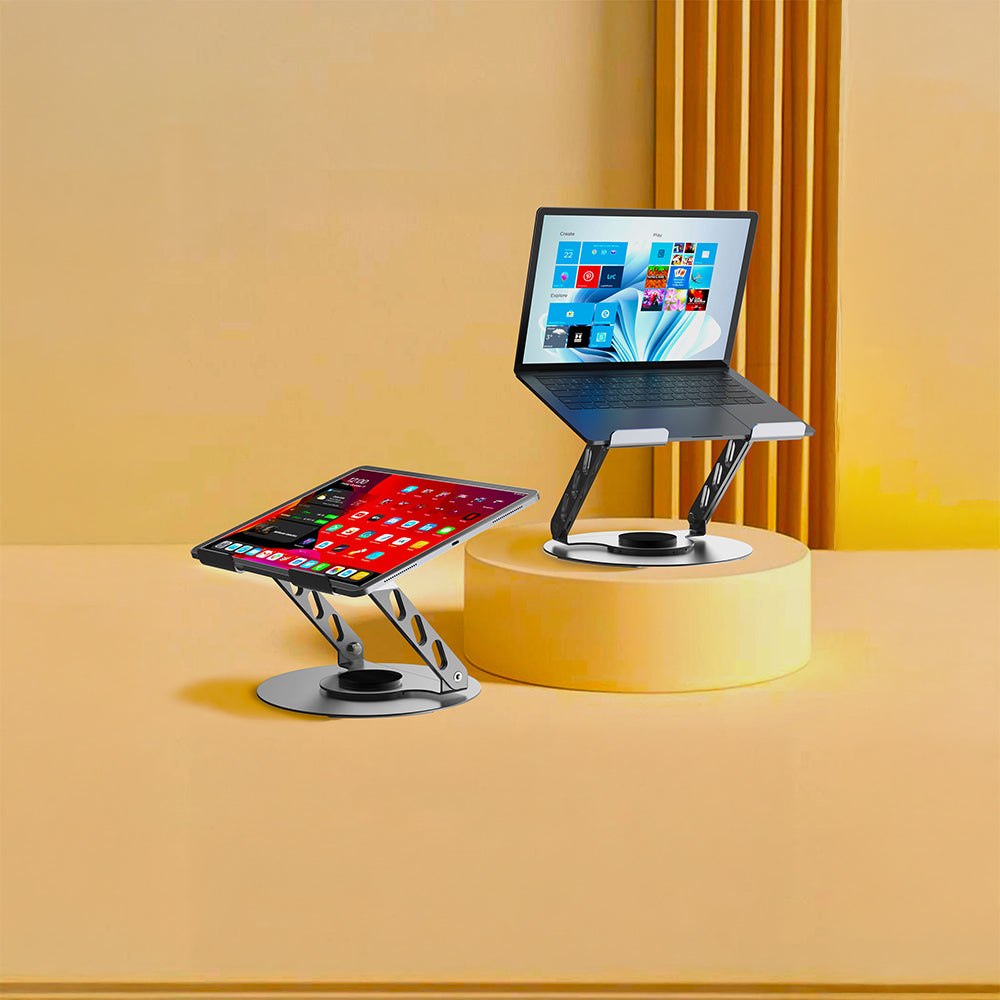 Lenyes CR190 360 Degree Rotating Foldable Laptop Stand Silver