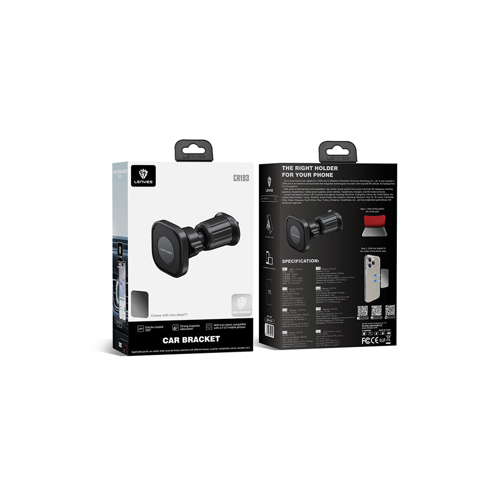Lenyes CR193 Havalandırma Tasarım Magnetik Araç Telefon Tutucu Siyah