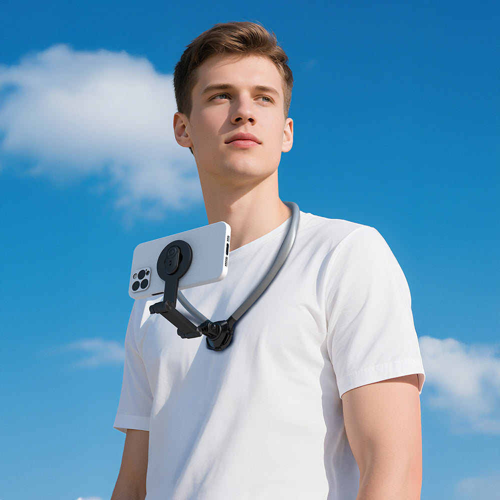 Lenyes CR197 Hands-Free Magnetic Neck Strap Phone Holder Black