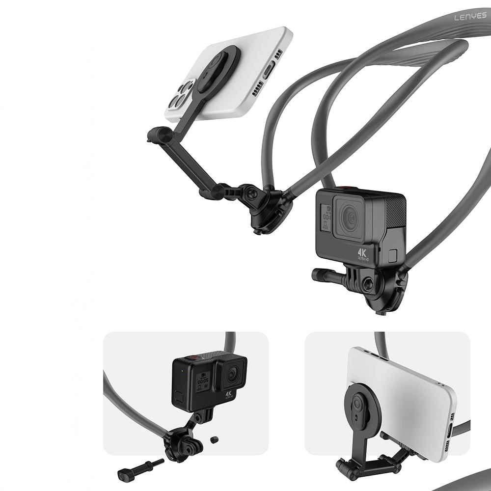 Lenyes CR197 Hands-Free Magnetic Neck Strap Phone Holder Black