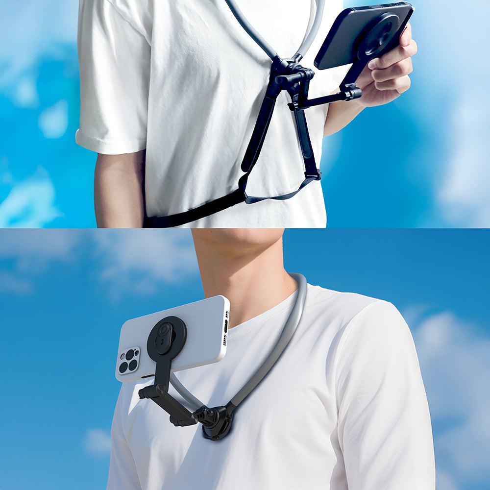 Lenyes CR197 Hands-Free Magnetic Neck Strap Phone Holder Black