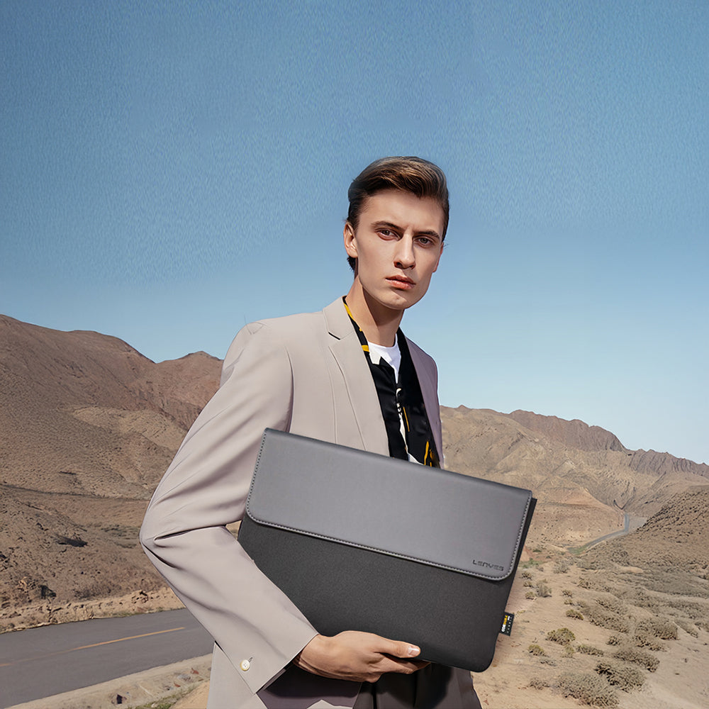 Lenyes LB503 Darbe Emici Su Geçirmez PU Cordura Kumaş 13-14 inç Laptop Çantası Siyah