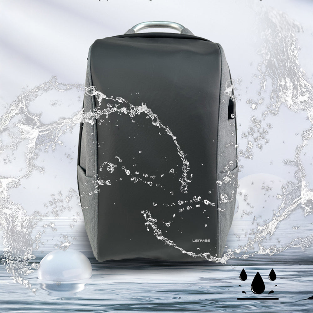 Lenyes LB506 Waterproof Travel Backpack with USB Charging Port Black-Gray