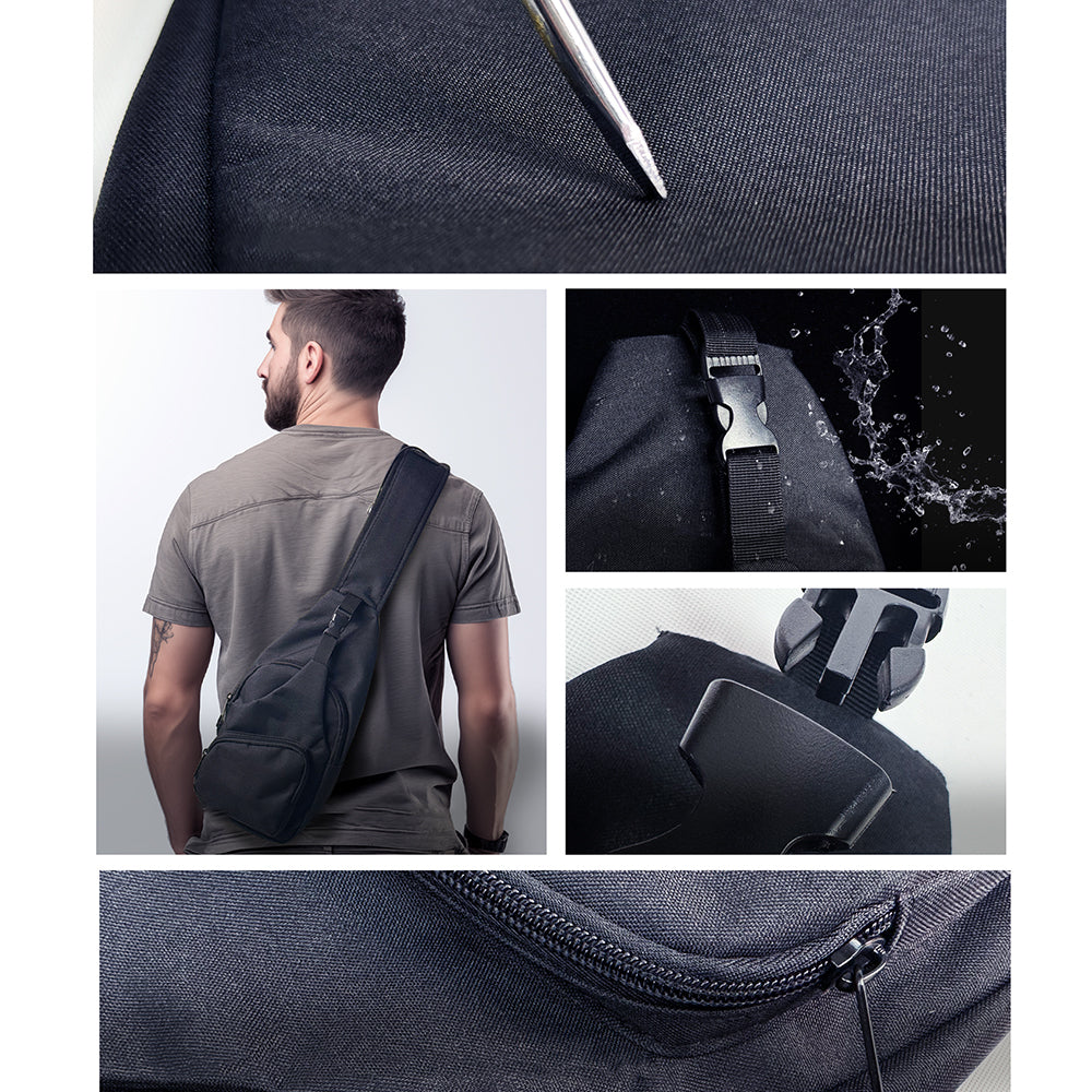 Lenyes LB526 Urus Series Waterproof Polyester Fabric Adjustable Shoulder Strap Crossbody Bag Black