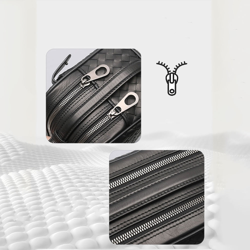 Lenyes LB527 Tomas Serisi Dokuma PU Mat Deri Bilek Tasarımlı Çizilmeye Karşı Dayanıklı Aksesuar Çantası Siyah