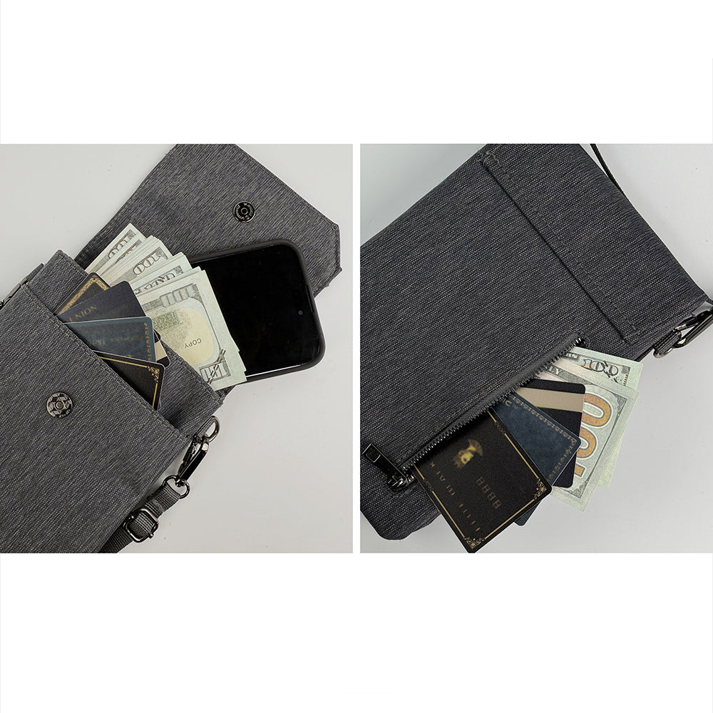 Lenyes LB546 Rambler Serisi Polyester Kumaş Su Geçirmez Mobil Aksesuar Çantası Gri