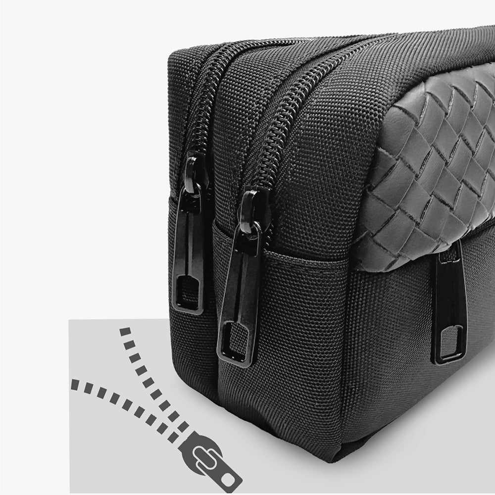 Lenyes LB551 Voyagers Serisi 1200D Polyester Kumaş Bilek Askı Kayışlı Mobil Aksesuar Çantası Siyah