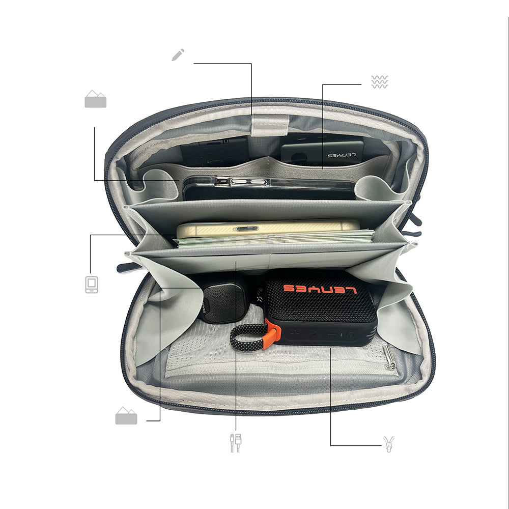 Lenyes LB561 Waterproof Wear and Scratch Resistant Crossbody Accessory Bag 25.5cm Gray