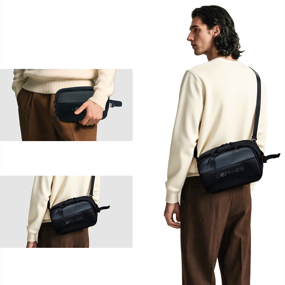 Lenyes LB561 Su Geçirmez Aşınmaya ve Çizilmeye Dayanıklı Çapraz Vücut Askılı Aksesuar Çantası 25.5cm Gri