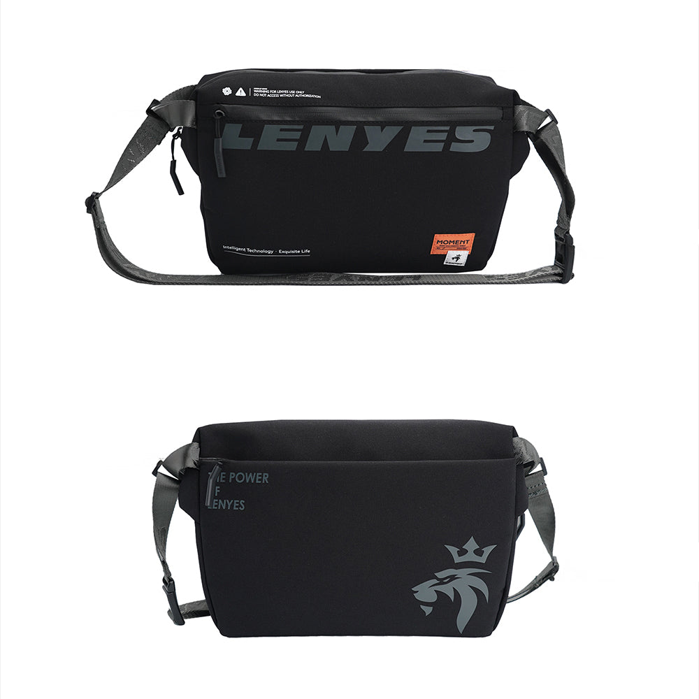 Lenyes LB594 Innovator Crossbody Serisi Manyetik Tokalı 500D Su Geçirmez Kumaşlı Çapraz Vücut Çantası Siyah