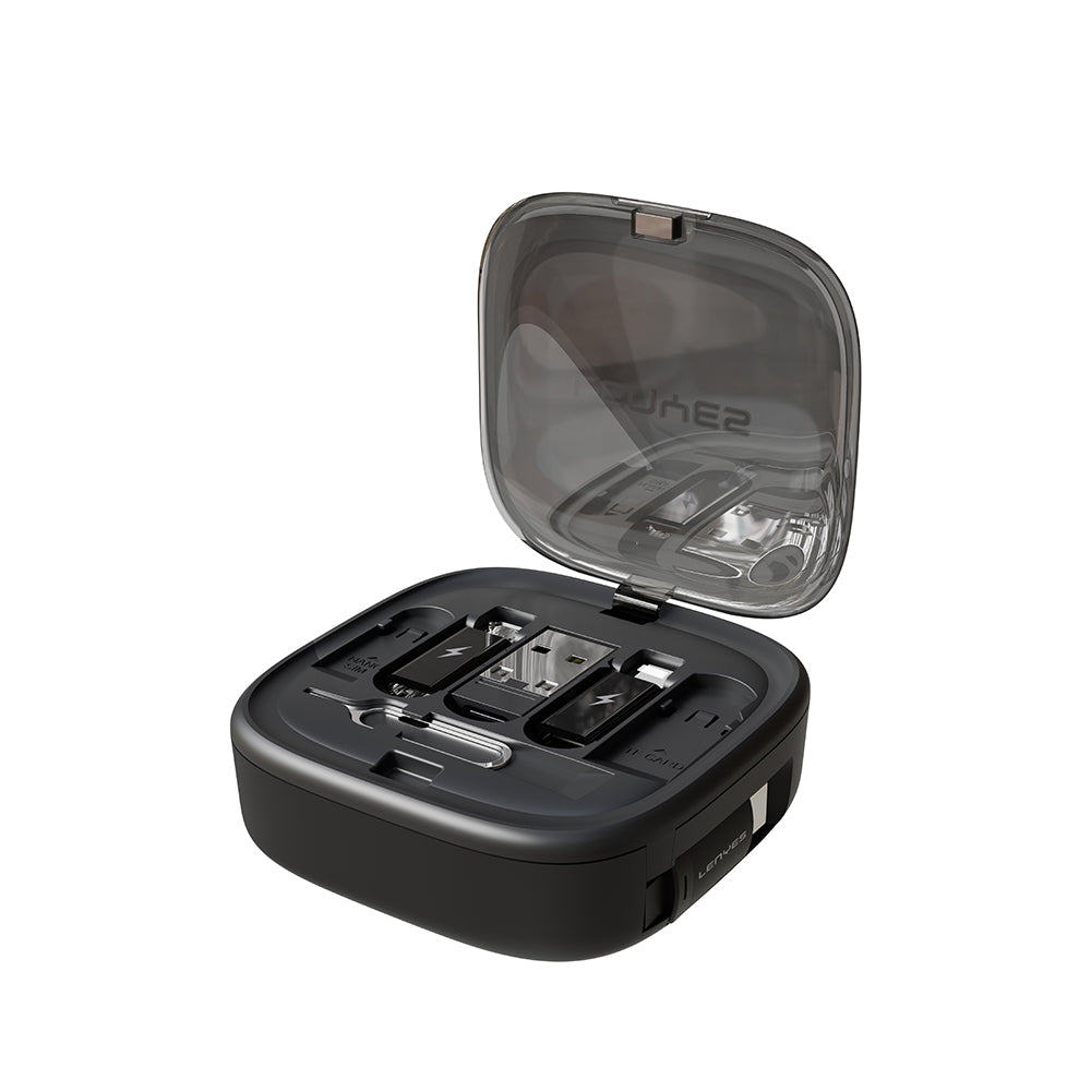 Lenyes LB603 6in1 Type-C to Type-C Kablolu 60W Çevirici Adaptör Seti Standlı Saklama Kutusu Siyah