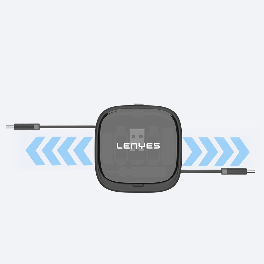 Lenyes LB603 6in1 Type-C to Type-C Kablolu 60W Çevirici Adaptör Seti Standlı Saklama Kutusu Siyah