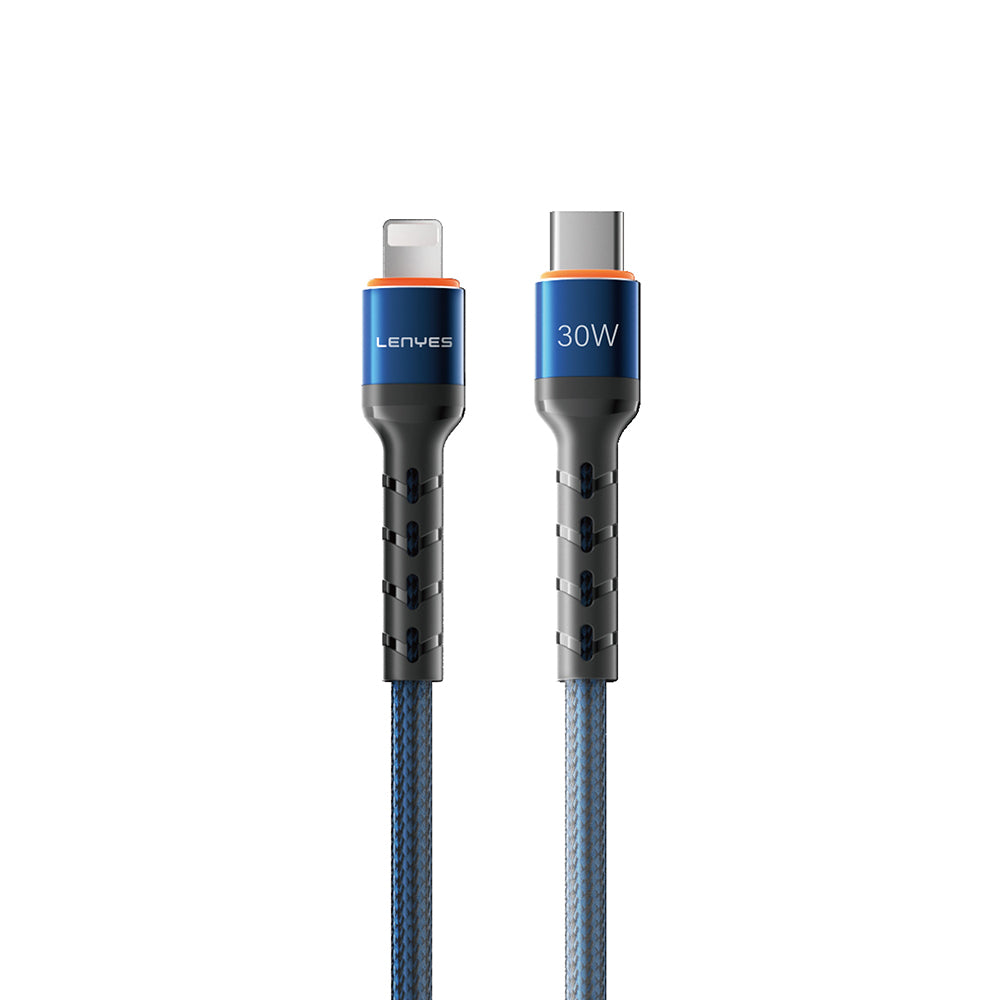 Lenyes LC515 Type-C to Lightning Fast Charging Braided Data and Charging Cable 30W 1M Blue