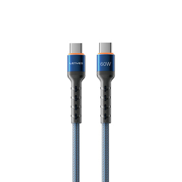 Lenyes LC515 Type-C to Type-C Hızlı Şarj Özellikli Örgülü Data ve Şarj Kablosu 60W 1M Mavi