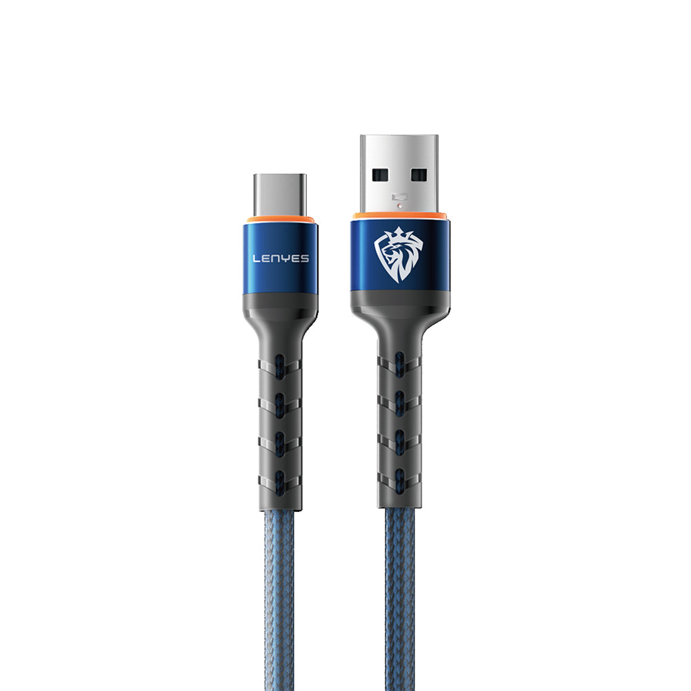 Lenyes LC515 USB-A to Type-C Fast Charging Braided Data and Charging Cable 3A 1M Blue