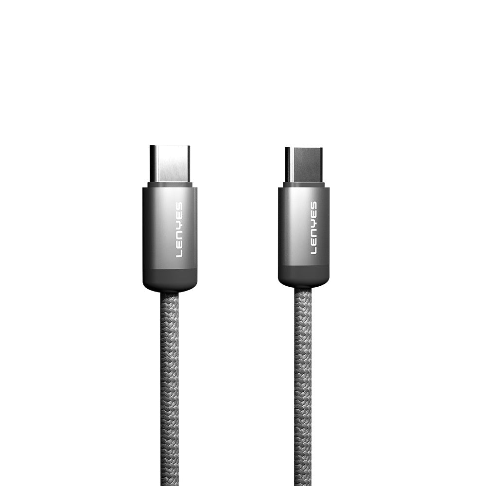 Lenyes LC527 Spiral Magnetik Örgülü Tasarım Type-C to Type-C Hızlı Şarj Özellikli Data ve Şarj Kablosu 60W 1M Gri