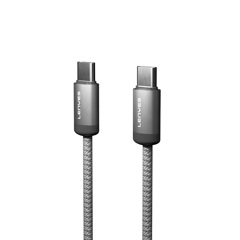 Lenyes LC527 Spiral Magnetik Örgülü Tasarım Type-C to Type-C Hızlı Şarj Özellikli Data ve Şarj Kablosu 60W 1M Gri