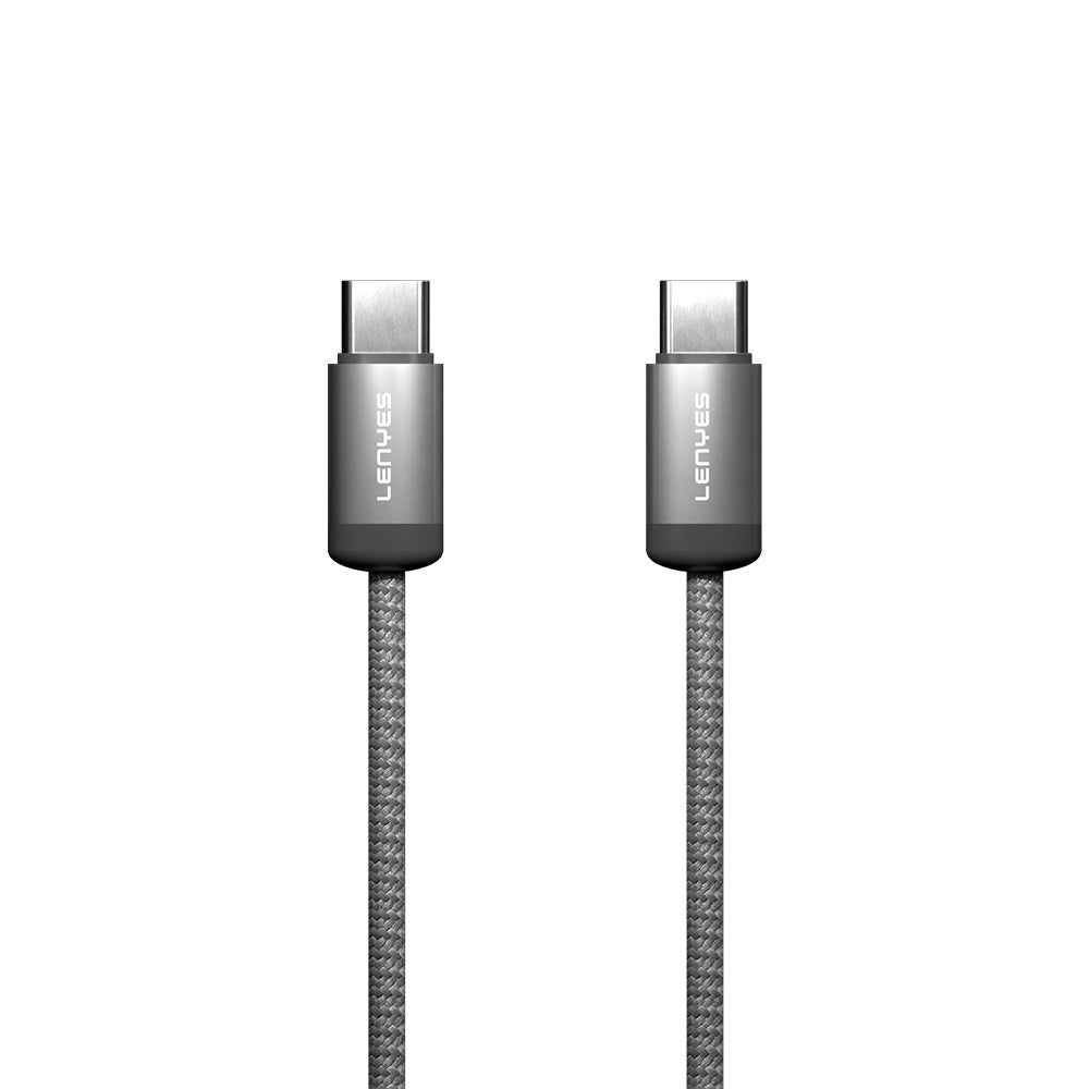 Lenyes LC527 Spiral Magnetik Örgülü Tasarım Type-C to Type-C Hızlı Şarj Özellikli Data ve Şarj Kablosu 60W 1M Gri
