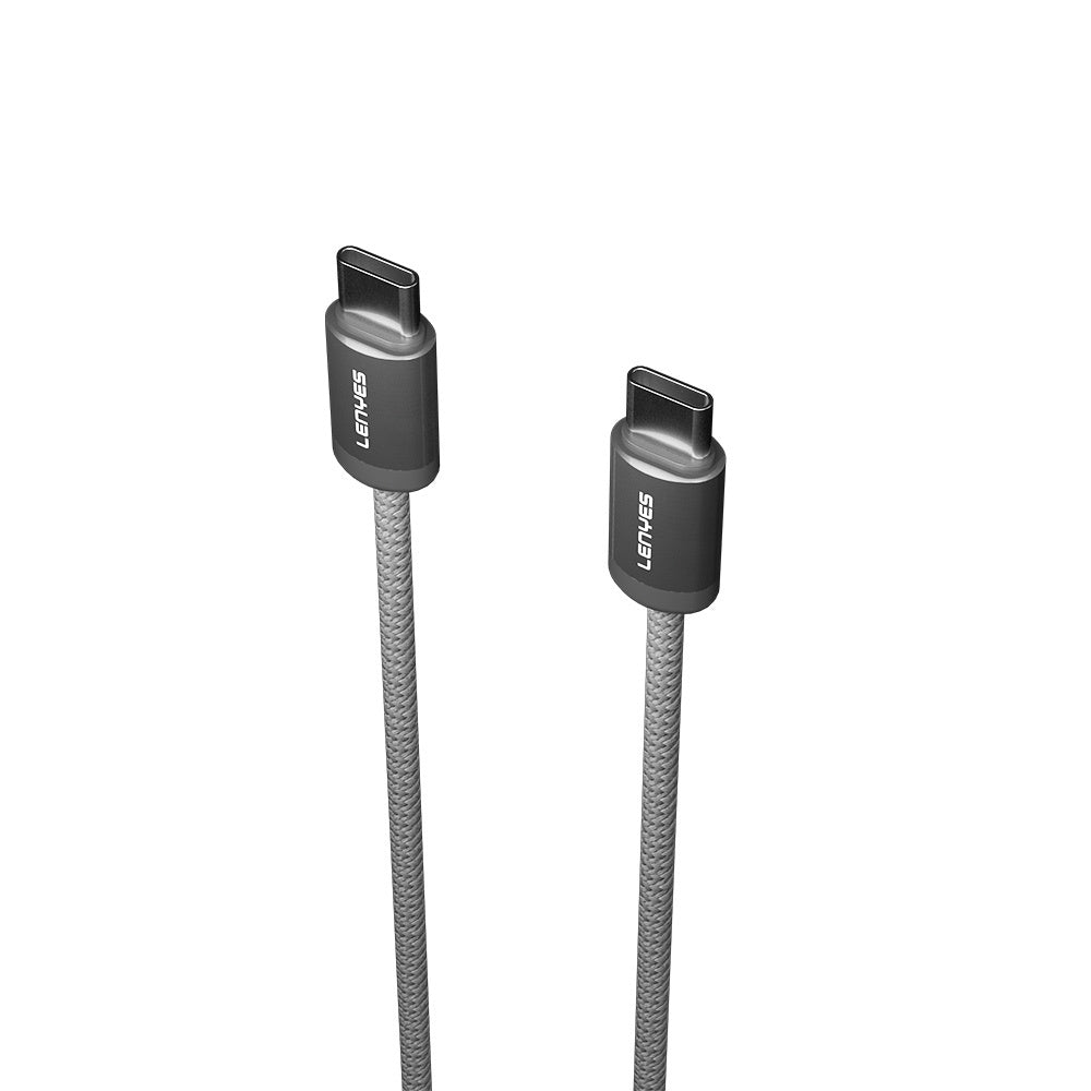 Lenyes LC527 Spiral Magnetik Örgülü Tasarım Type-C to Type-C Hızlı Şarj Özellikli Data ve Şarj Kablosu 60W 1M Gri