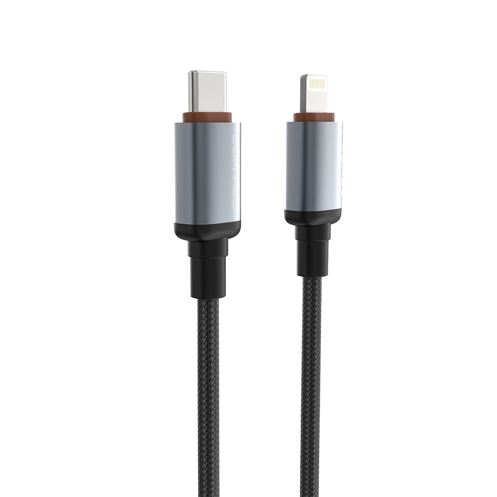 Lenyes LC528 Type-C to Lightning Hızlı Şarj Özellikli Örgülü Data ve Şarj Kablosu 27W 1M Siyah
