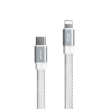 Lenyes LC538 Type-C to Lightning Fast Charging 48D Aramid Fiber Braid Design Data and Charging Cable 27W 1M White