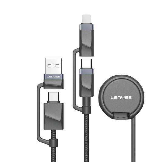 Lenyes LC541 USB-A + Type-C to Lightning – Type-C – Smartwatch Charging Cable 60W 1M Black