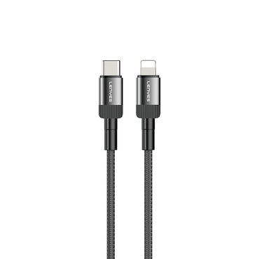 Lenyes LC546 Type-C to Lightning Braided Design Fast Charging Data and Charging Cable 27W 1M Black