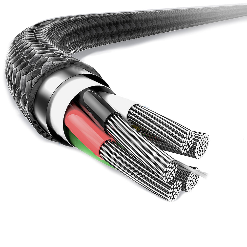 Lenyes LC546 Type-C to Lightning Örgü Tasarımlı Hızlı Şarj Özellikli Data ve Şarj Kablosu 27W 1M Siyah