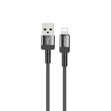 Lenyes LC546 USB-A to Lightning Braided Design Fast Charging Data and Charging Cable 12W 1M Black