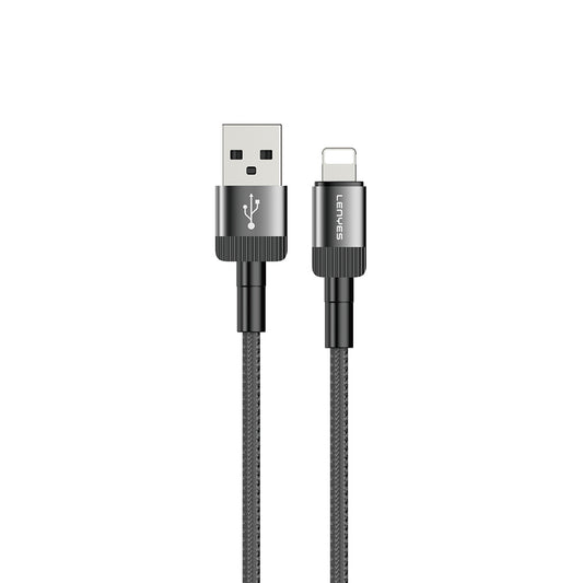 Lenyes LC546 USB-A to Lightning Braided Design Fast Charging Data and Charging Cable 12W 1M Black