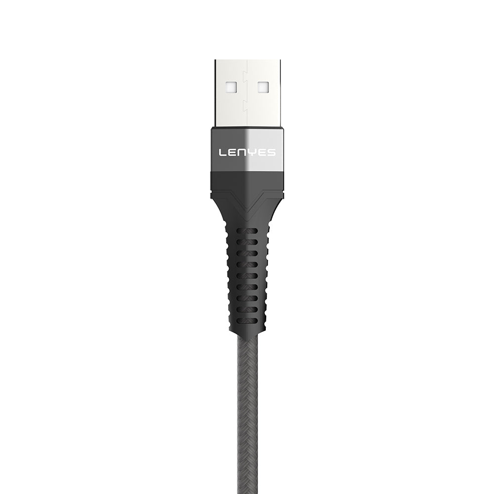 Lenyes LC987 USB-A to Type-C Hızlı Şarj Özellikli Örgülü Data ve Şarj Kablosu 1M 2.4A Siyah